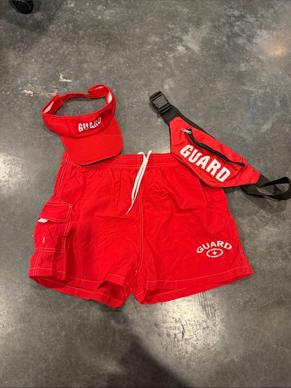 Lifeguard Red Swim Set - Visor, Shorts & Fanny Pack